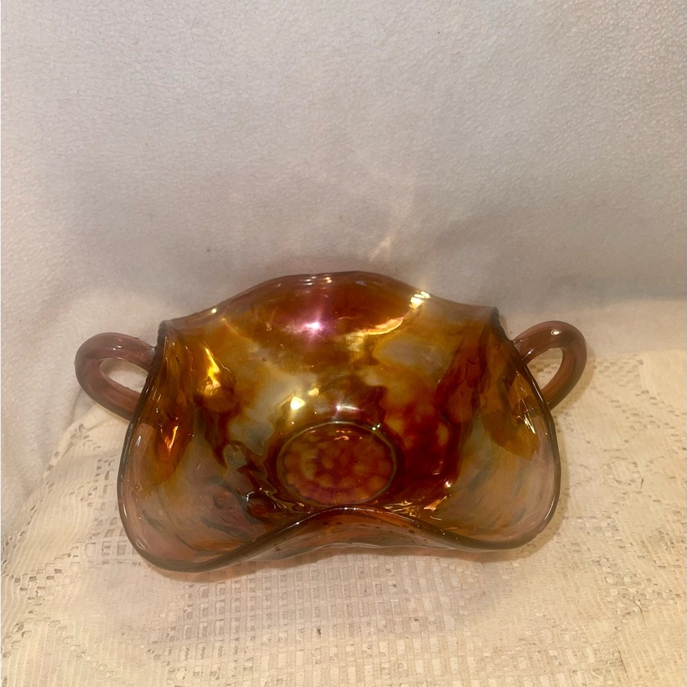 Vintage FENTON Marigold Carvinal Glass bowl for candy, decor, snacks whatever